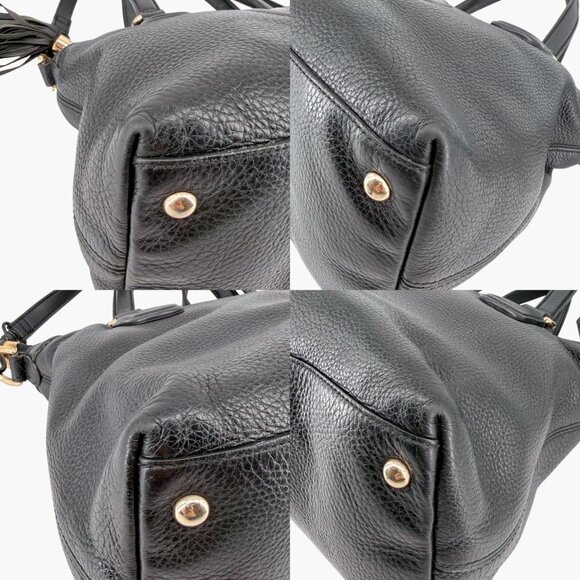 Gucci Black Pebbled Leather Soho Medium GG Tassel 2-Way Zip Top Shoulder Bag - Picture 8 of 11